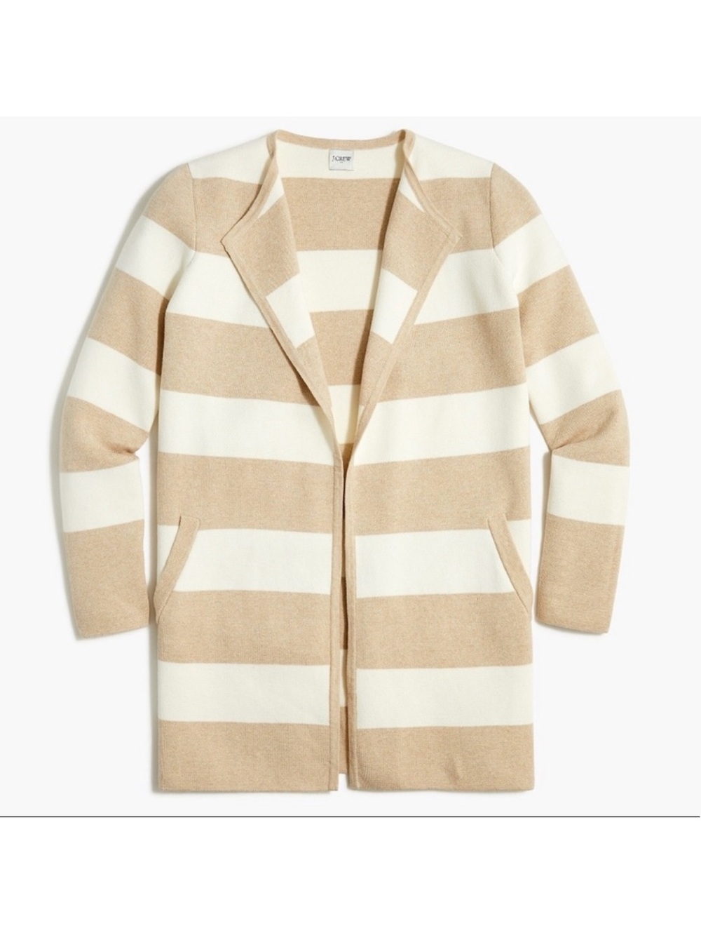 J. Crew Vanessa sweater jacket - heather khaki and ivory striped Size XS